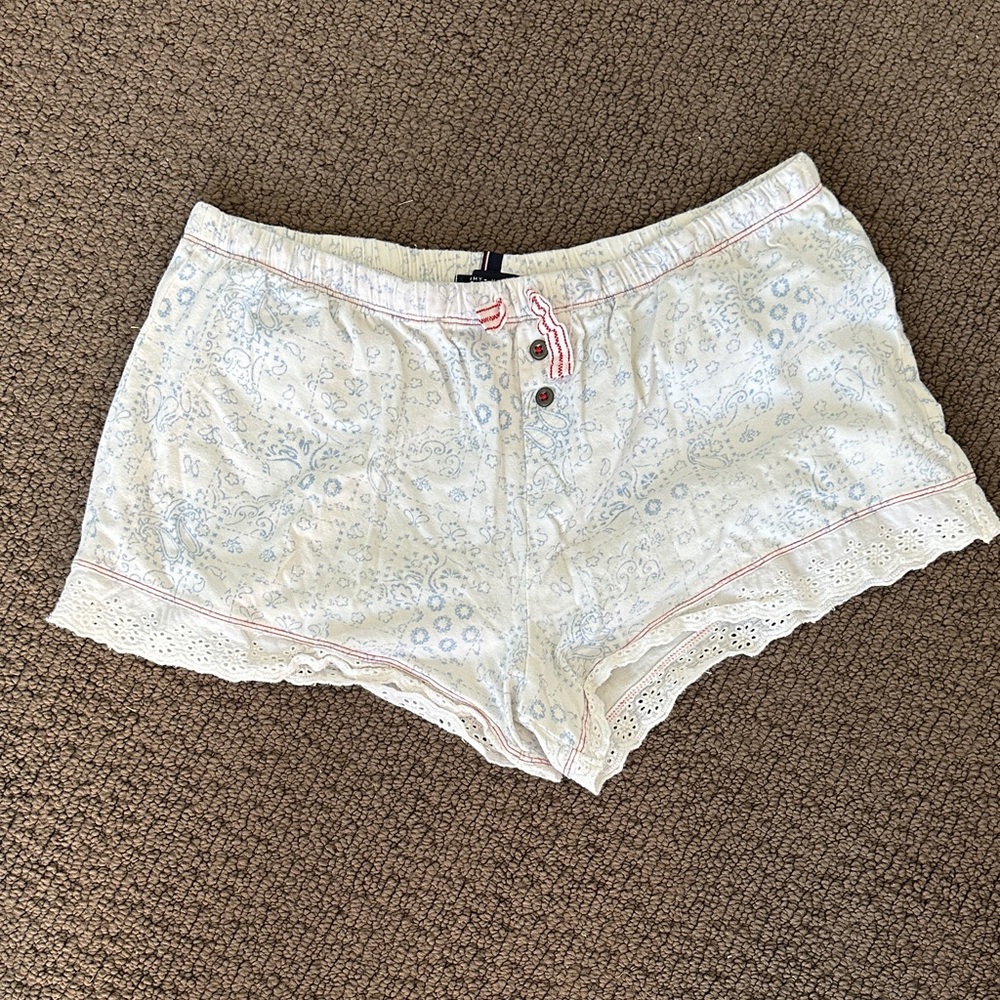 Tommy Hilfiger White Lace Trim Pajama Shorts